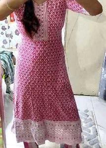 Pink Embroidered Kurta frock