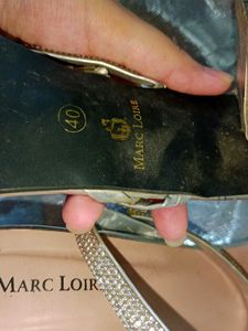 Branded Marc Loire Box Heels With Diamonds Strips