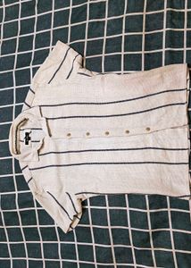 Dobby Textured CheckedCuban Collar Relaxed Shirt