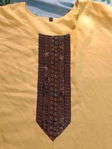 Yellow Kurti with Gold Detail