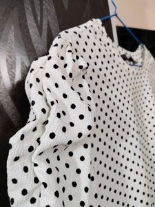 Polka Dot Puff Sleeve Top