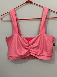 Pink Ruched Cropped Tank