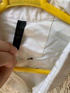 White Designer Shirt with Golden Stud Deta