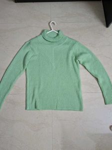 Mint Green Ribbed Turtleneck Sweater