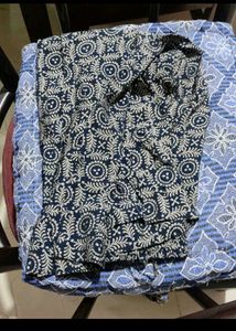 Blue &amp; Yellow Kurti With Pant Combo