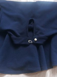 Marzeni Navy Blue Choker Peplum Top