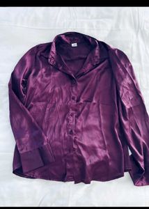 Purple Satin Button-Down