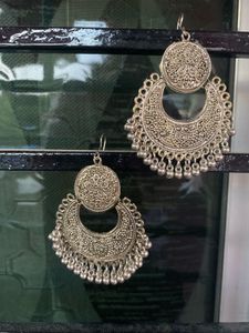 Oxidised Chandbali Earrings
