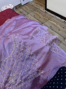 Elegant Pink Embellished Saree