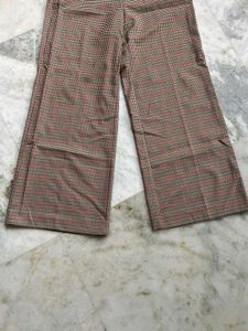 MANGO Checked Wide Leg Trousers