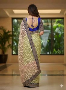 Elegant Net Embroidered Saree