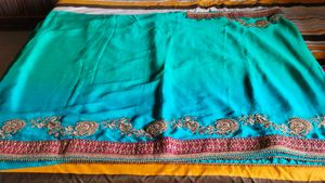 Beautiful Sea Green Sari With Blouse