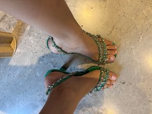 Zara Emerald Green Embellished Heels