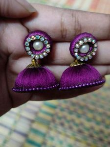 Purple Jhumka Earrings