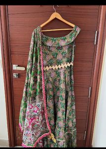 Anarkali Gown With Belt And Dupatta