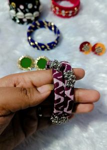 Handcrafted Indian Bangles &amp; Earrings Set