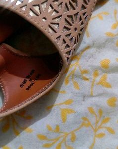 Bata Beige Laser Cut Sandals