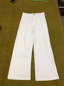 White Highwaisted Straight Fit Trouser