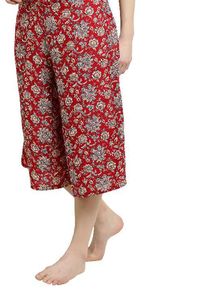 Women Cotton Red Knee Length Skirtplazo