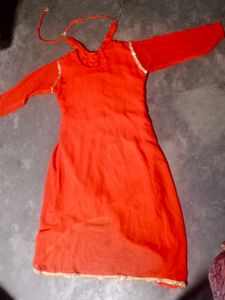 Elegant Orange Embellished Kurti