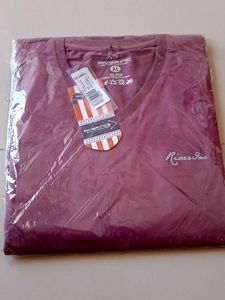 V Neck Mauve T Shirt (Pure Cotton)