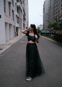 Perfect Mehndi Outfit(Crop top And Skirt Set)
