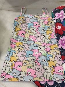 Cute Floral Dress with Bear Pouch