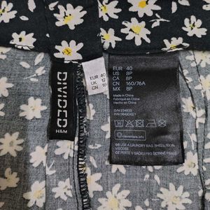 Daisy Print Slit Midi Skirt