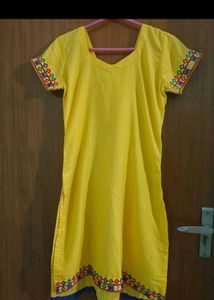 Embroidered Yellow Kurta