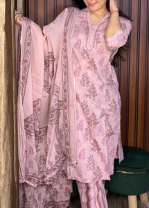 Elegant Pink Printed Kurta Set
