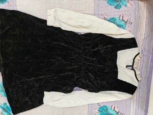 Black Velvet Button-Down Dress