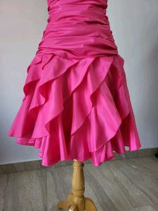 Pink Strapless Ruffle Dress