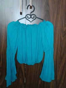 Blue Off-Shoulder Top