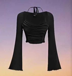 Bell Sleeve Crop Top