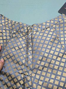 INDYA Grey Banarasi Maxi Skirt