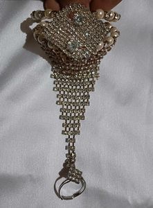 Pearl & Rhinestone Hand Chain