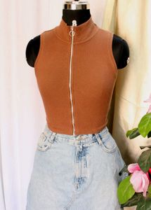 Nuon Taupe Ribbed Tshirt