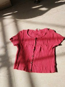 Ribbed Button-Down Crop Top