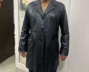 Classic Black Leather Coat