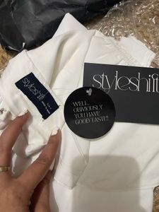 Asymmetric Drape Skirt and Butterfly-sleeved top C