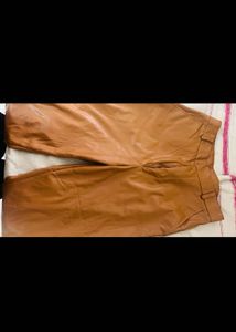 Shein Brown Leather Jeans Pants