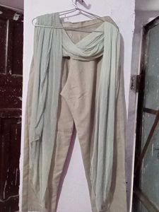 Floral Print Kurta Grey Cotton Georgette Duptta