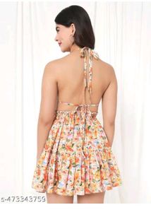 Floral Print Halter Mini Dress