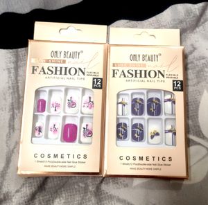 Artificial Nails With Glue Stickers