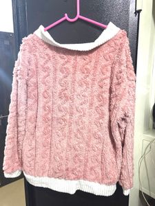 Pink Fuzzy Flower Cardigan