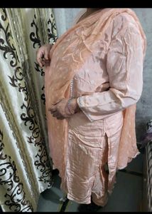 Peach Salwar Kameez Suit bandhej heavy sui