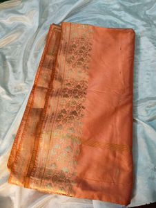 Elegant Peach Banarasi Saree