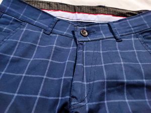 Checked Mid-Rise Slim Fit Chinos for Men