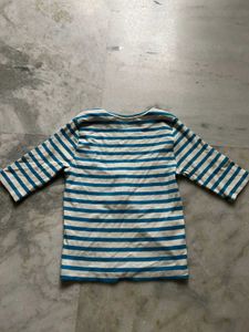 MANGO Striped 3/4 Sleeve Top