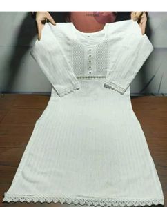 White Embroidered Kurti Top(Size L)